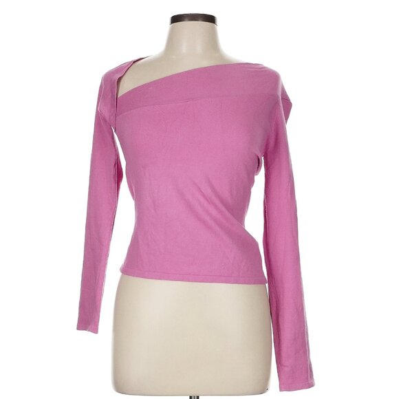 Anthropologie Moth Pink Pullover Sweater in Size M, Asymmetrical Neckline - Picture 1 of 5